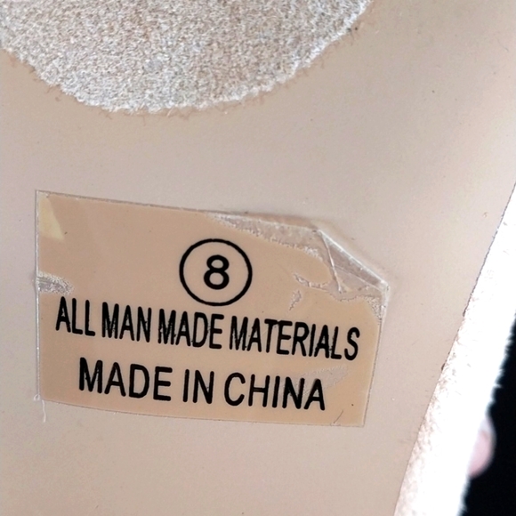 Beige Women's Chunk Heel Boots Size 8 Suede - Picture 6 of 7